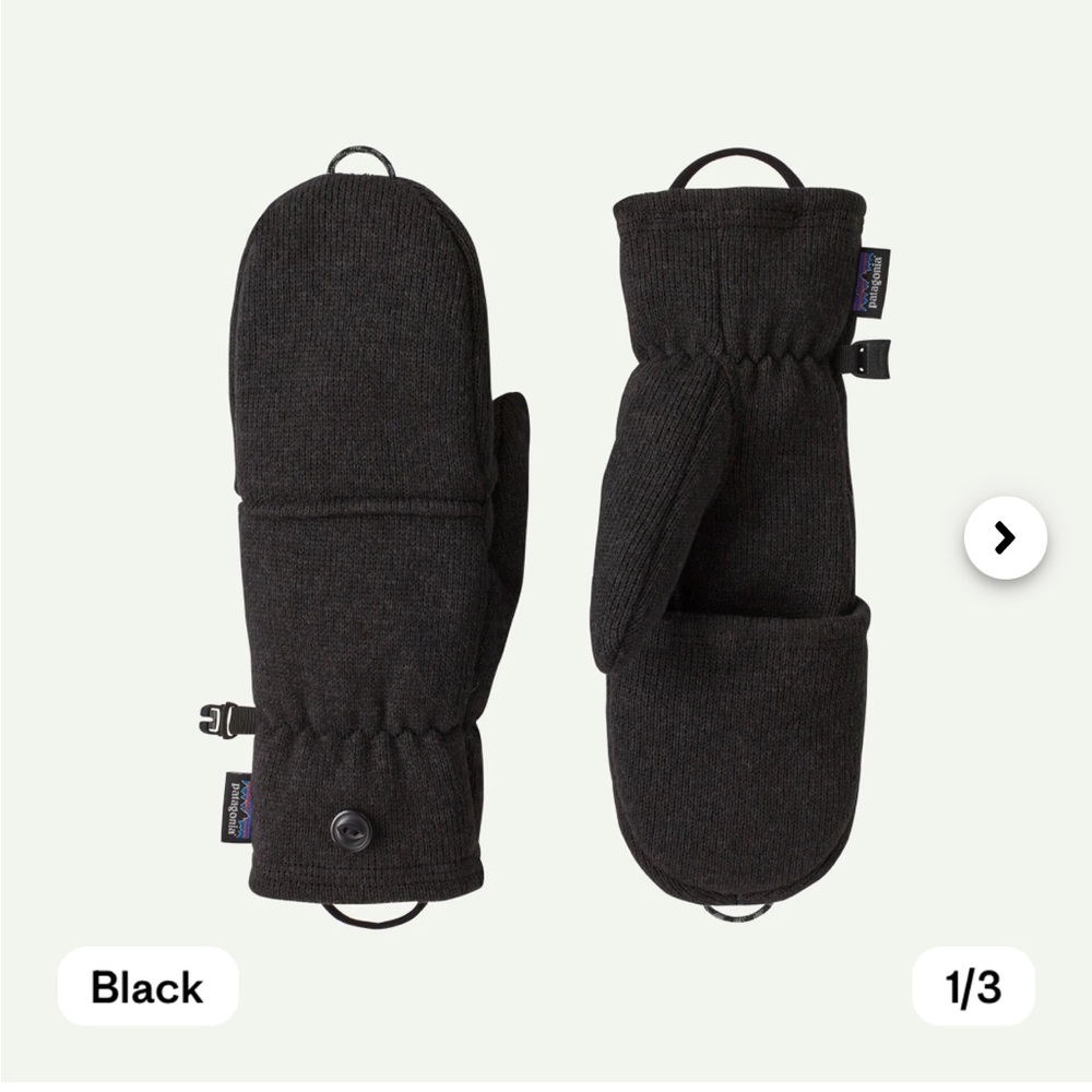 Patagonia Better Sweater Mittens Black NWOT